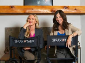 Dr. Trevor Cates and Dr. Amy Bader in the Spark Tank chairs